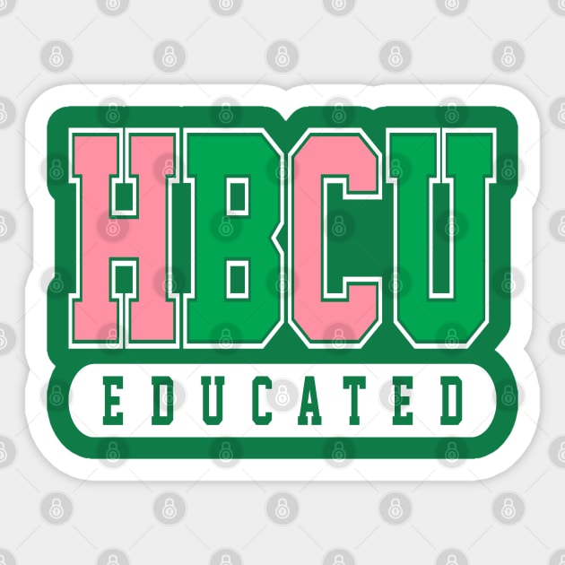 HBCU Educated Pink and Green Sticker by Pretty Phoxie LLC